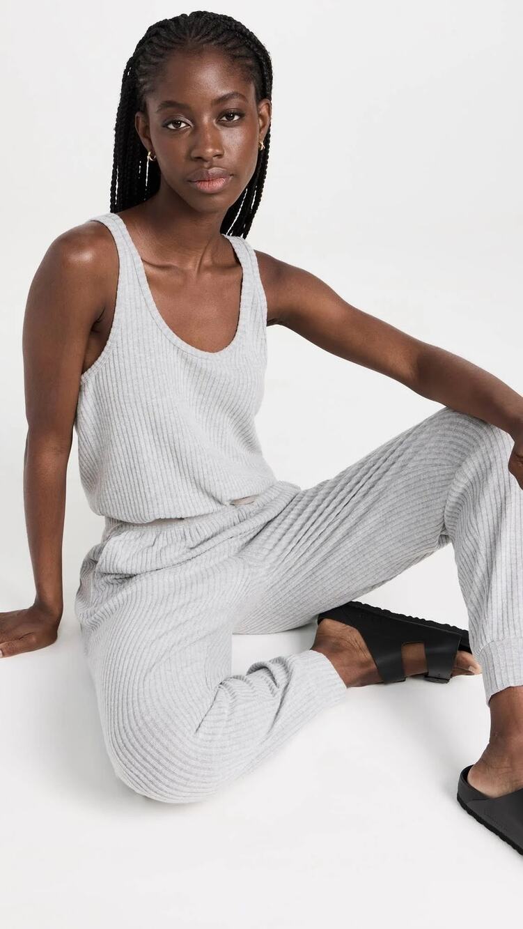 Spiritual Gangster Harmony Gray Rib Jogger Jumpsuit Size Small Comfort Lounge